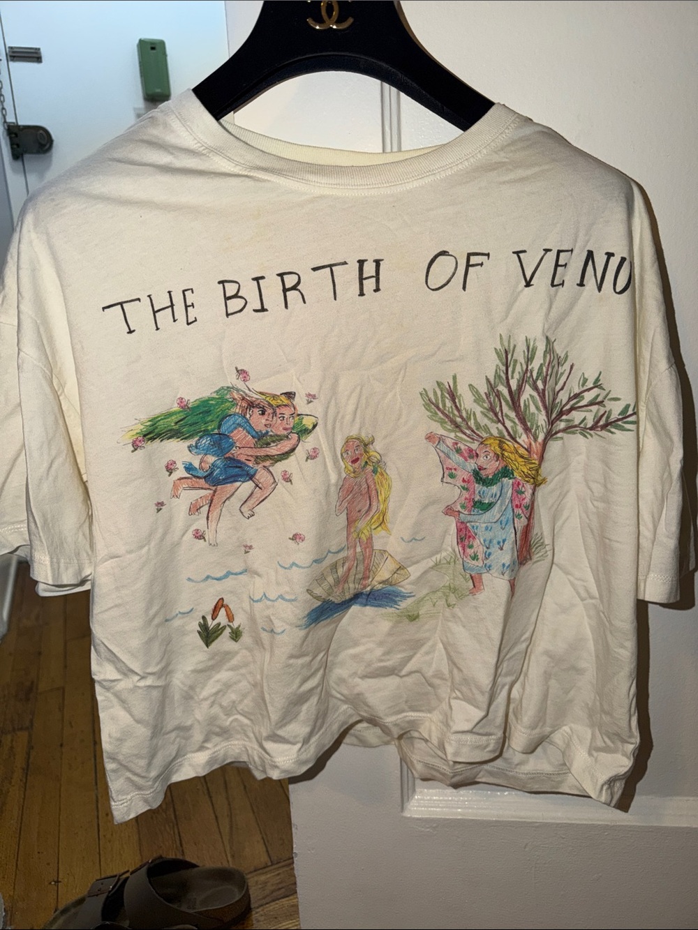 Zara Cream Graphic Crop Top with Pastel Renaissance Print